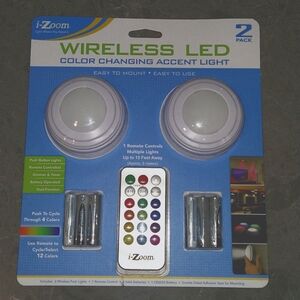 New wireless color LED lights w/remote & batteries